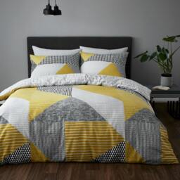 Rackhams Larsson Geo Reversible Duvet Cover Set - Ochre - King - thumbnail 1