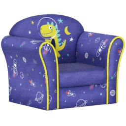 Rackhams Kids Sofa Chair with Planet Dinosaur Design for Bedroom, Playroom, Blue - thumbnail 3