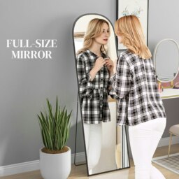 Rackhams Full Length Mirror with Aluminium Alloy Frame Hanging or Leaning Black - thumbnail 4