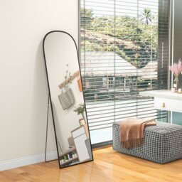 Rackhams Full Length Mirror with Aluminium Alloy Frame Hanging or Leaning Black - thumbnail 2