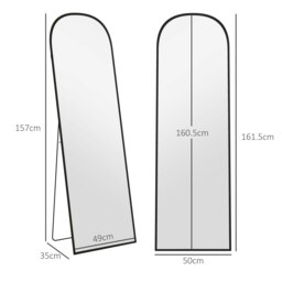 Rackhams Full Length Mirror with Aluminium Alloy Frame Hanging or Leaning Black - thumbnail 6
