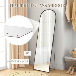 Rackhams Full Length Mirror with Aluminium Alloy Frame Hanging or Leaning Black - thumbnail 5