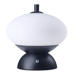 Rackhams Black Domed Rechargeable Touch Dimmable Table Lamp with Frosted Glass Shade - thumbnail 1