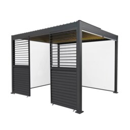 Rackhams Anthracite Aluminium Pergola With White Blinds, 2 x Side Panels & LED Lights - 3m x 3m - thumbnail 1