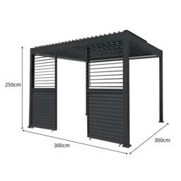 Rackhams Anthracite Aluminium Pergola With White Blinds, 2 x Side Panels & LED Lights - 3m x 3m - thumbnail 5