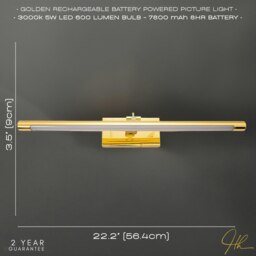 Rackhams Polished Gold Wireless Rechargeable 5w LED Touch Dimmable Picture Wall Light - thumbnail 6