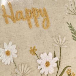 Rackhams Bee Happy Embroidered Cushion Natural - 30 x 50 cm - Natural - thumbnail 2