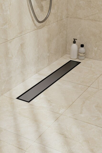 Rackhams 50cm Stainless Steel 2-in-1 Siphonic Linear Insert Shower Drain- Adjustable Height & Slope, Removable Cover, Filter & Siphon - Black - image 1