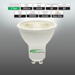 Rackhams GU10 LED Spotlight 4.4W Energy Saving Light Bulbs - Pack of 10 - thumbnail 3