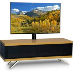 "Rackhams TUCANA 1200 HYBRID Black Oak TV Cabinet BeamThru Remote-Friendly Doors up to 60"" Flat Screen TVs with Mounting Arm"
