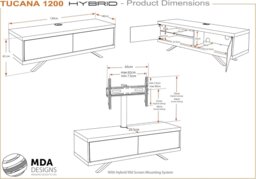 "Rackhams TUCANA 1200 HYBRID Black Oak TV Cabinet BeamThru Remote-Friendly Doors up to 60"" Flat Screen TVs with Mounting Arm" - thumbnail 6
