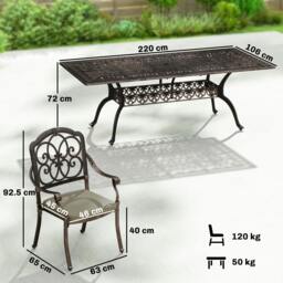 Rackhams 9 Piece Cast Aluminium Garden Dining Set with Cushions, Bronze Tone - Not applicable - Cast Aluminium, Polyester - Bronze Tone - thumbnail 4