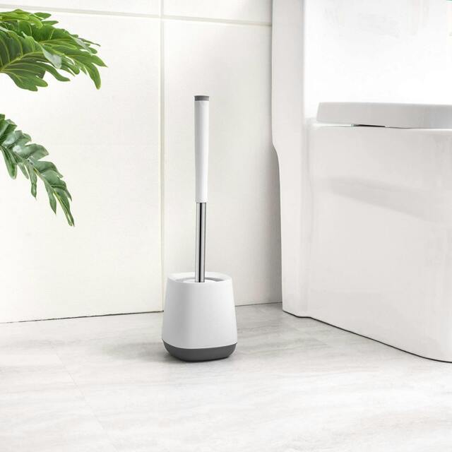 Rackhams Squircle White Toilet Brush & Holder With Silicone Head - image 1