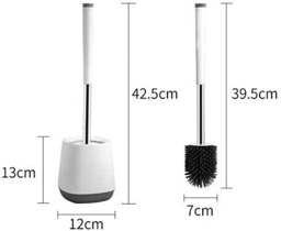 Rackhams Squircle White Toilet Brush & Holder With Silicone Head - thumbnail 3