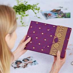 Rackhams Medium Sari Fabric Photo Album - Cerise - thumbnail 4