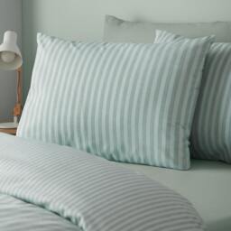 Rackhams Epping Textured Stripe Reversible Duvet Cover Set Green - Double - Green - thumbnail 3