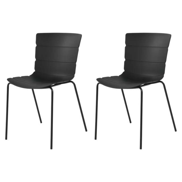 Rackhams Pair of Bali Modern Dining Chairs, Contoured & Ribbed Seats - Black - image 1