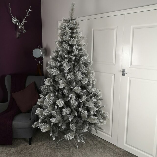 Rackhams 7ft (210cm) Premier Snow Fir Grey PVC Christmas Tree with 861 Cashmere Tips
