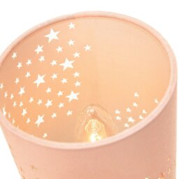 Rackhams Beautiful Stars Decorated Children/Kids Soft Pink Cotton Bedside Table Lamp - thumbnail 2