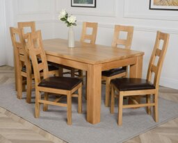 Rackhams Dakota Large Oak Dining Table with Yale Oak Chairs - Natural Oak - 8 chairs - thumbnail 3