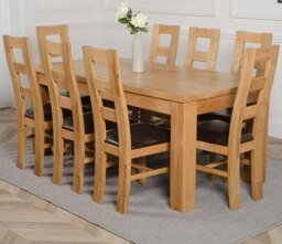 Rackhams Dakota Large Oak Dining Table with Yale Oak Chairs - Natural Oak - 8 chairs - thumbnail 4