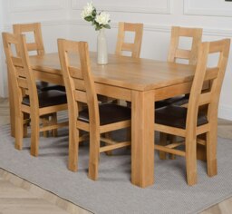Rackhams Dakota Large Oak Dining Table with Yale Oak Chairs - Natural Oak - 8 chairs - thumbnail 2