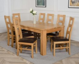 Rackhams Dakota Large Oak Dining Table with Yale Oak Chairs - Natural Oak - 8 chairs - thumbnail 5