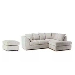 Rackhams Jumbo Cord Right Hand Corner Sofa With FREE Footstool - Black - thumbnail 2