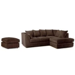 Rackhams Jumbo Cord Right Hand Corner Sofa With FREE Footstool - Black - thumbnail 4