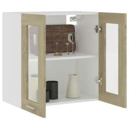 Rackhams Hanging Glass Cabinet Sonoma Oak  60x31x60 cm Engineered Wood - Engineered wood, glass - Brown - thumbnail 4