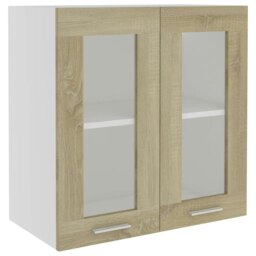 Rackhams Hanging Glass Cabinet Sonoma Oak  60x31x60 cm Engineered Wood - Engineered wood, glass - Brown - thumbnail 2