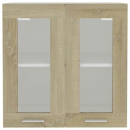 Rackhams Hanging Glass Cabinet Sonoma Oak  60x31x60 cm Engineered Wood - Engineered wood, glass - Brown - thumbnail 6