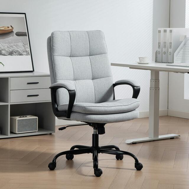 Rackhams Fabric Office Chair, Computer Desk Chair for Home, Charcoal Grey - Light Grey - Yes - Office Chair - image 1