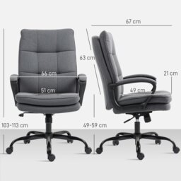 Rackhams Fabric Office Chair, Computer Desk Chair for Home, Charcoal Grey - Light Grey - Yes - Office Chair - thumbnail 6