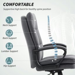Rackhams Fabric Office Chair, Computer Desk Chair for Home, Charcoal Grey - Light Grey - Yes - Office Chair - thumbnail 4