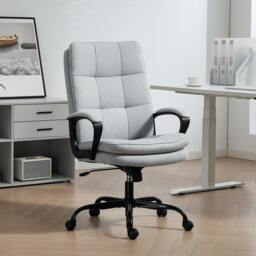 Rackhams Fabric Office Chair, Computer Desk Chair for Home, Charcoal Grey - Light Grey - Yes - Office Chair - thumbnail 1