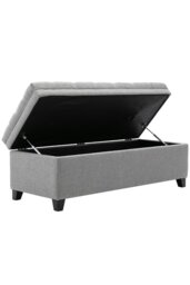 Rackhams Linen Padded Cushion Bed End Bench Storage Seat - Grey - thumbnail 5