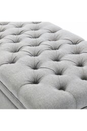 Rackhams Linen Padded Cushion Bed End Bench Storage Seat - Grey - thumbnail 6