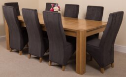 Rackhams Kuba Extra Large Oak Dining Table with Lola Fabric Chairs - 6 chairs - Grey - thumbnail 3