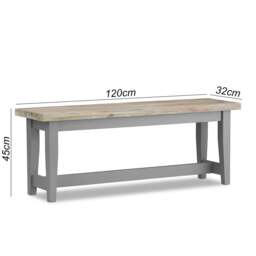Rackhams Florence Bench Wooden Dining Table Seat 120cm Long - White - thumbnail 3