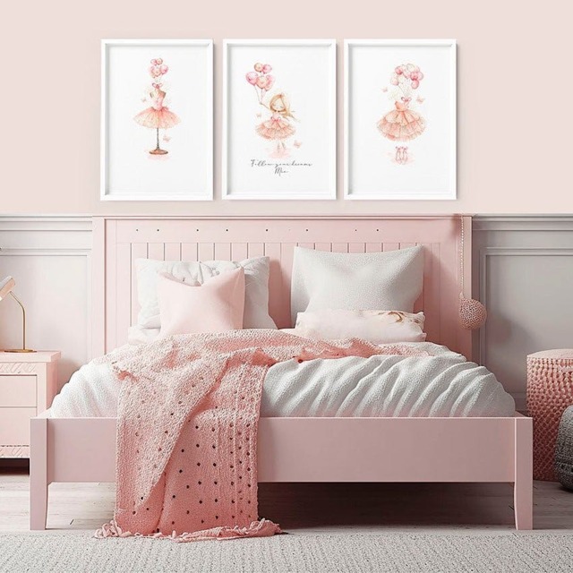 Rackhams Ballerina Artwork - Set of 3 wall art prints - 16 x 22 inches / 40.65 cm x 56 cm - Polyester Canvas 260 gsm - Canvas wrapped - image 1