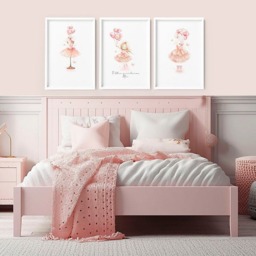 Rackhams Ballerina Artwork - Set of 3 wall art prints - 16 x 22 inches / 40.65 cm x 56 cm - Polyester Canvas 260 gsm - Canvas wrapped