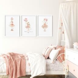 Rackhams Ballerina Artwork - Set of 3 wall art prints - 16 x 22 inches / 40.65 cm x 56 cm - Polyester Canvas 260 gsm - Canvas wrapped - thumbnail 5