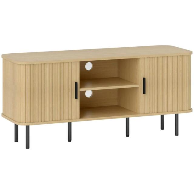 Rackhams TV Stand Cabinet for TVs up to 55 Inches, TV Unit with Storage Shelves and Cupboard for Living Room, Oak Tone
