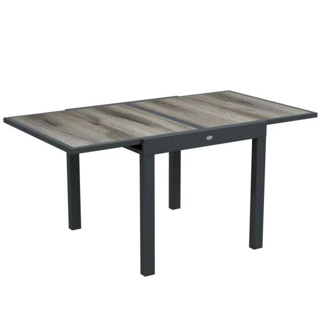 Rackhams Extending Garden Table, Outdoor Dining Table for 6, Aluminium Frame Rectangular Patio Table with Plastic Board Tabletop,80/160L x 80W x 75H cm, Grey - image 1
