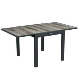 Rackhams Extending Garden Table, Outdoor Dining Table for 6, Aluminium Frame Rectangular Patio Table with Plastic Board Tabletop,80/160L x 80W x 75H cm, Grey - thumbnail 1