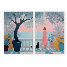 Rackhams Wall Decor Hallway - Set of 2 Italian Lifestyle Wall art Prints - 20 x 30 in / 50 x 76 cm - Polyester Canvas 260 gsm - Canvas wrapped - thumbnail 1