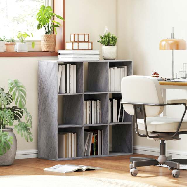 Rackhams 9 Cube Storage Unit Cabinet Bookcase Display Shelves, Black - Light Grey - image 1