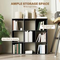 Rackhams 9 Cube Storage Unit Cabinet Bookcase Display Shelves, Black - Light Grey - thumbnail 4