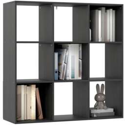 Rackhams 9 Cube Storage Unit Cabinet Bookcase Display Shelves, Black - Light Grey - thumbnail 2